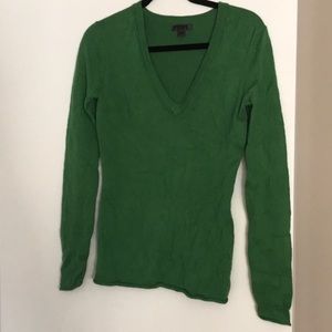 Kelly green V neck wool blend sweater